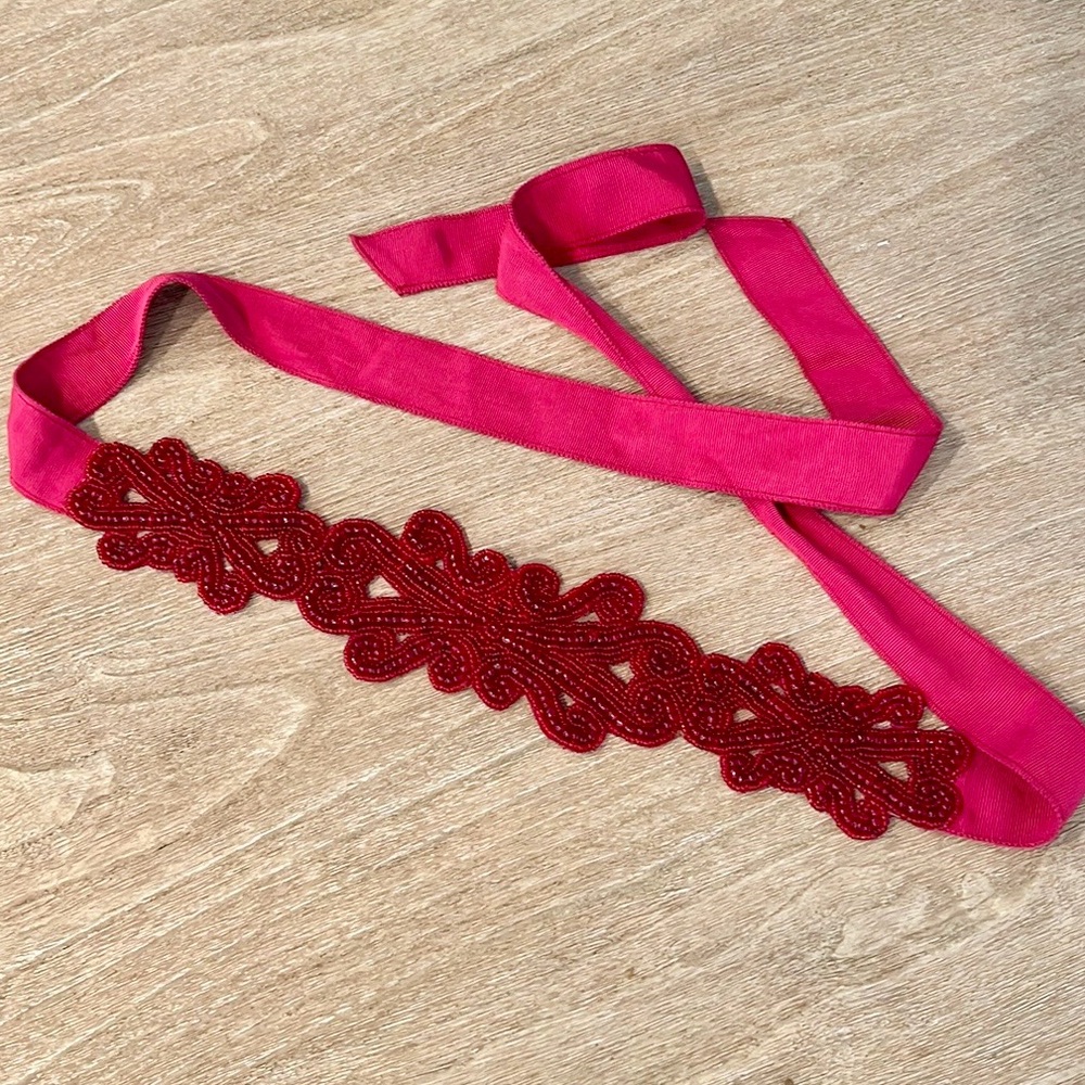 Anthropologie beaded ribbon belt